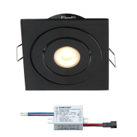 Creelux LED Einbaustrahler | Schwarz | Eckig | Warm Weiß | 3 Watt | Dimmbar | Kippbar L2171