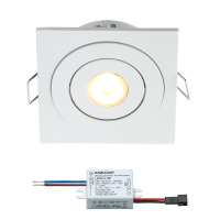 Creelux LED Einbaustrahler | Weiß | Eckig | Warm Weiß | 3 Watt | Dimmbar | Kippbar L2303